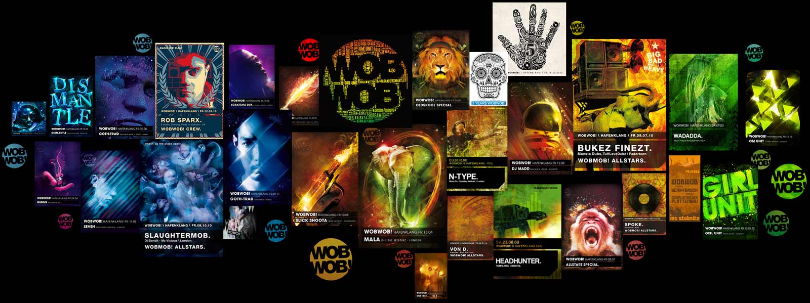 wobwob dubstep/bass flyer 2007 - 2015